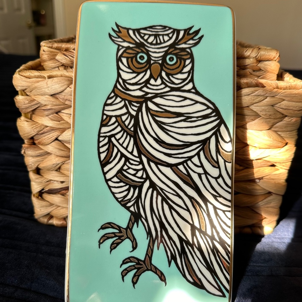 Patch NYC Owl Rectangle Porcelain Tray in a box 9.5" X 5" Design By Alison